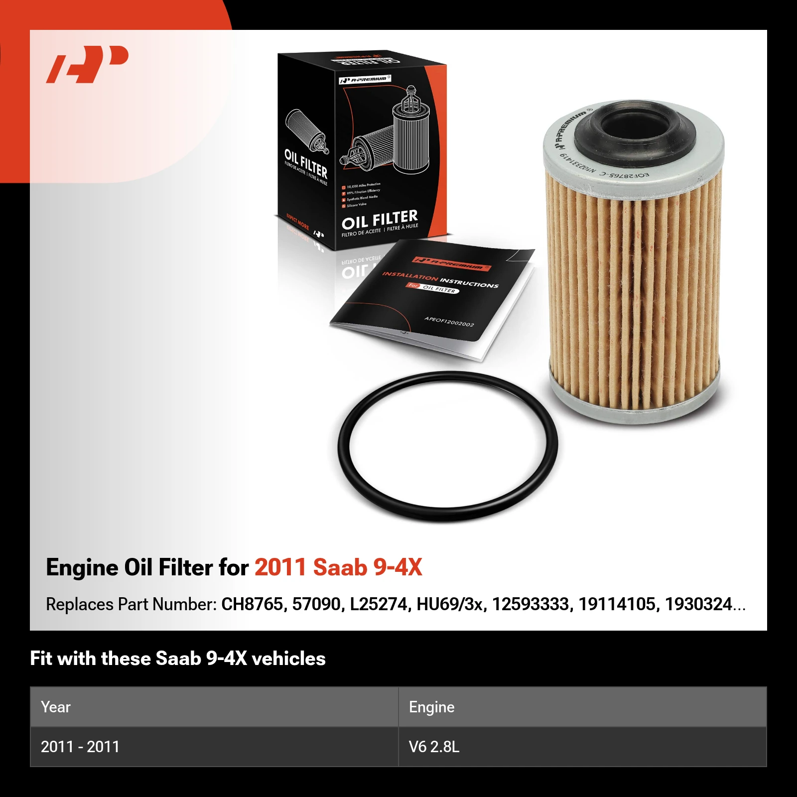 Engine Oil Filter for 2011 Saab 9-4X