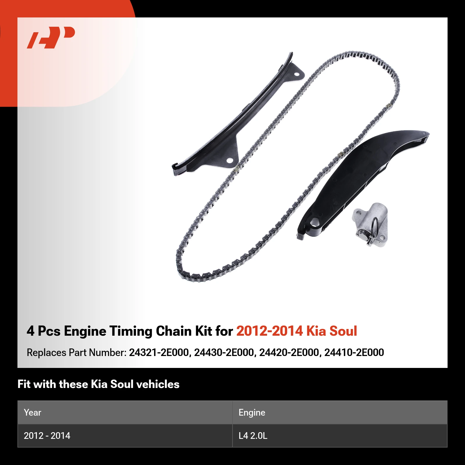 4 Pcs Engine Timing Chain Kit for 2012-2014 Kia Soul