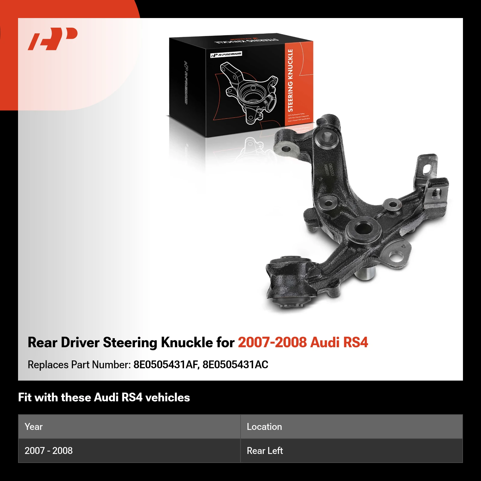 Rear Driver Steering Knuckle for 2007-2008 Audi RS4