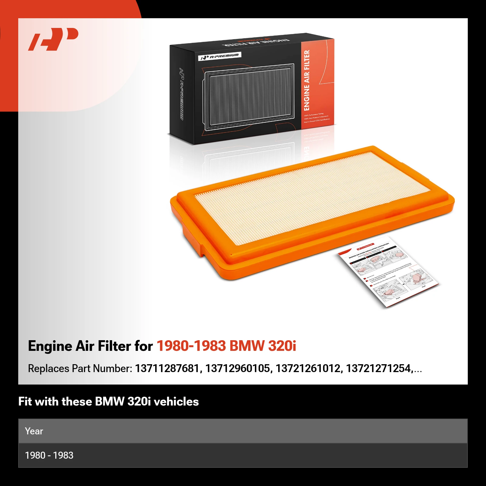 Engine Air Filter for 1980-1983 BMW 320i