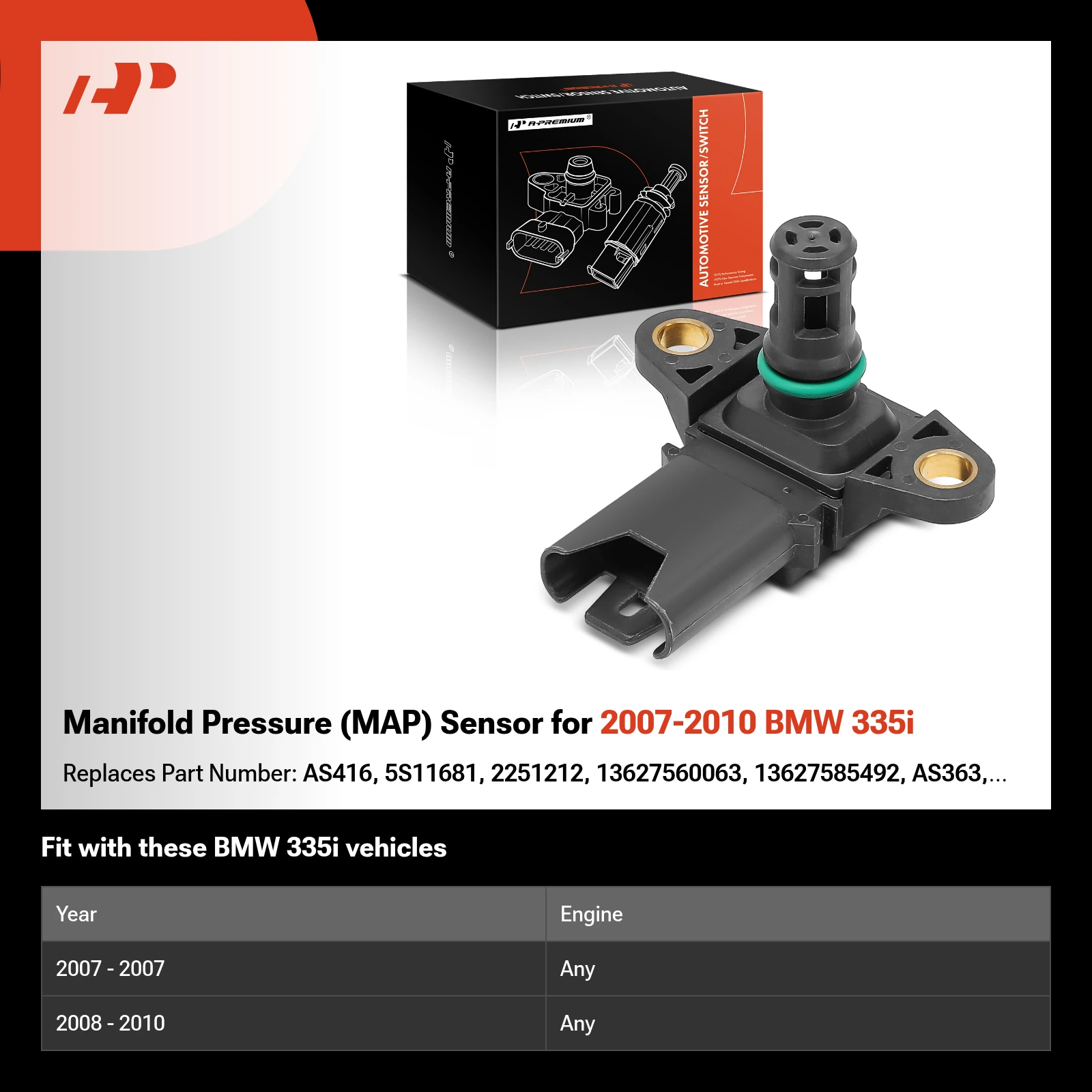Manifold Pressure (MAP) Sensor for 2007-2010 BMW 335i