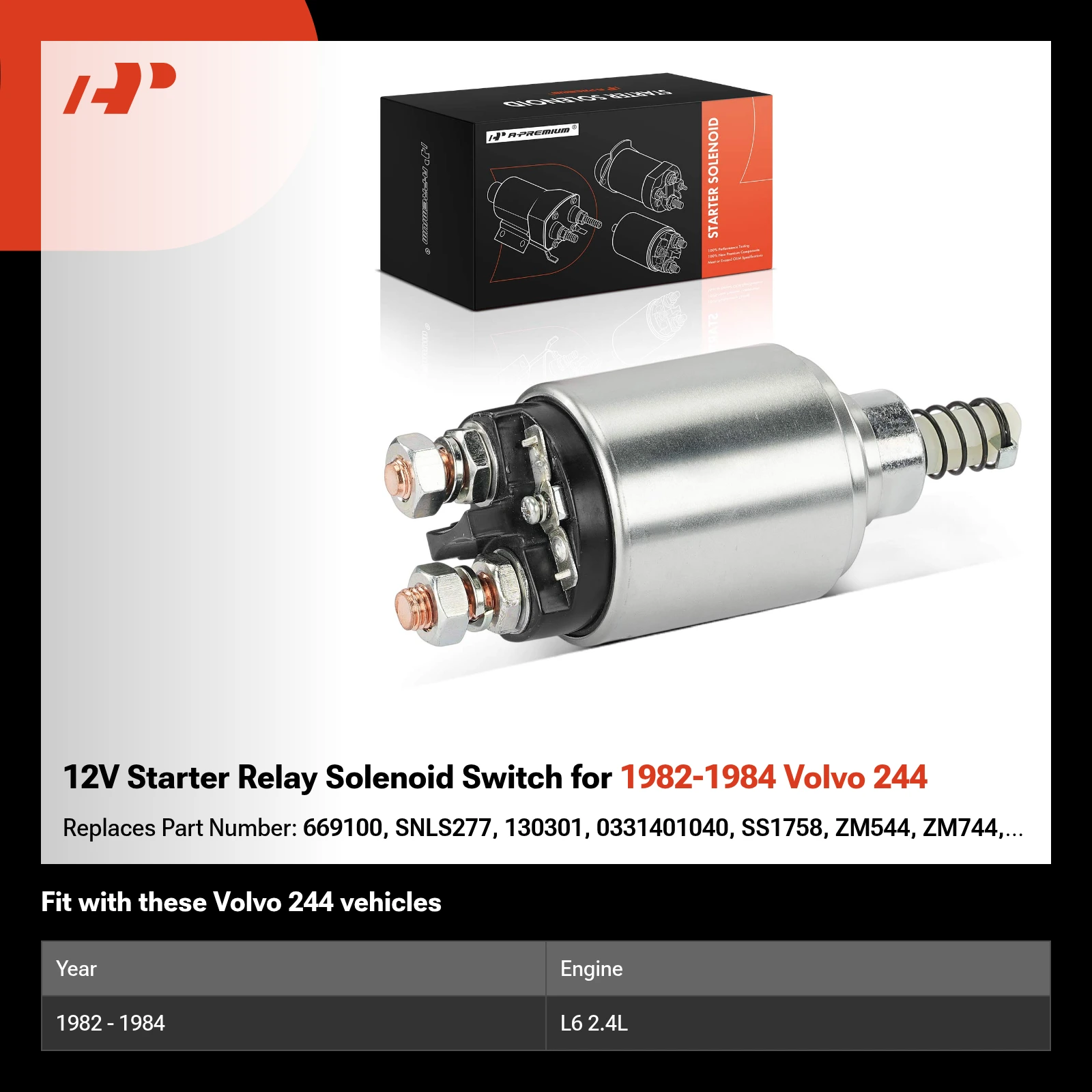 12V Starter Relay Solenoid Switch for 1982-1984 Volvo 244