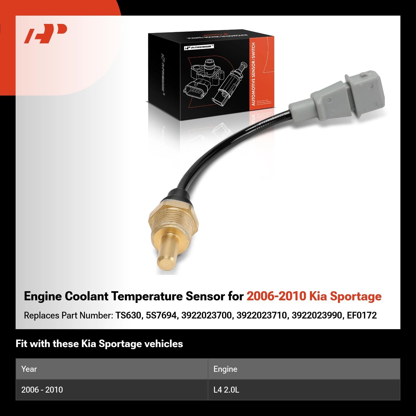 Engine Coolant Temperature Sensor for 2006-2010 Kia Sportage