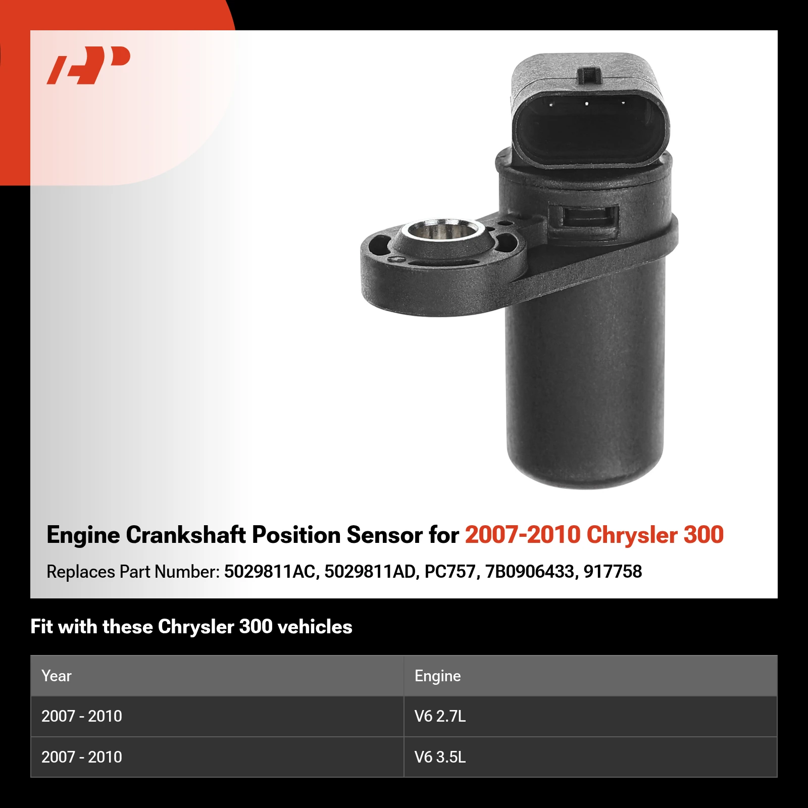 Engine Crankshaft Position Sensor for 2007-2010 Chrysler 300