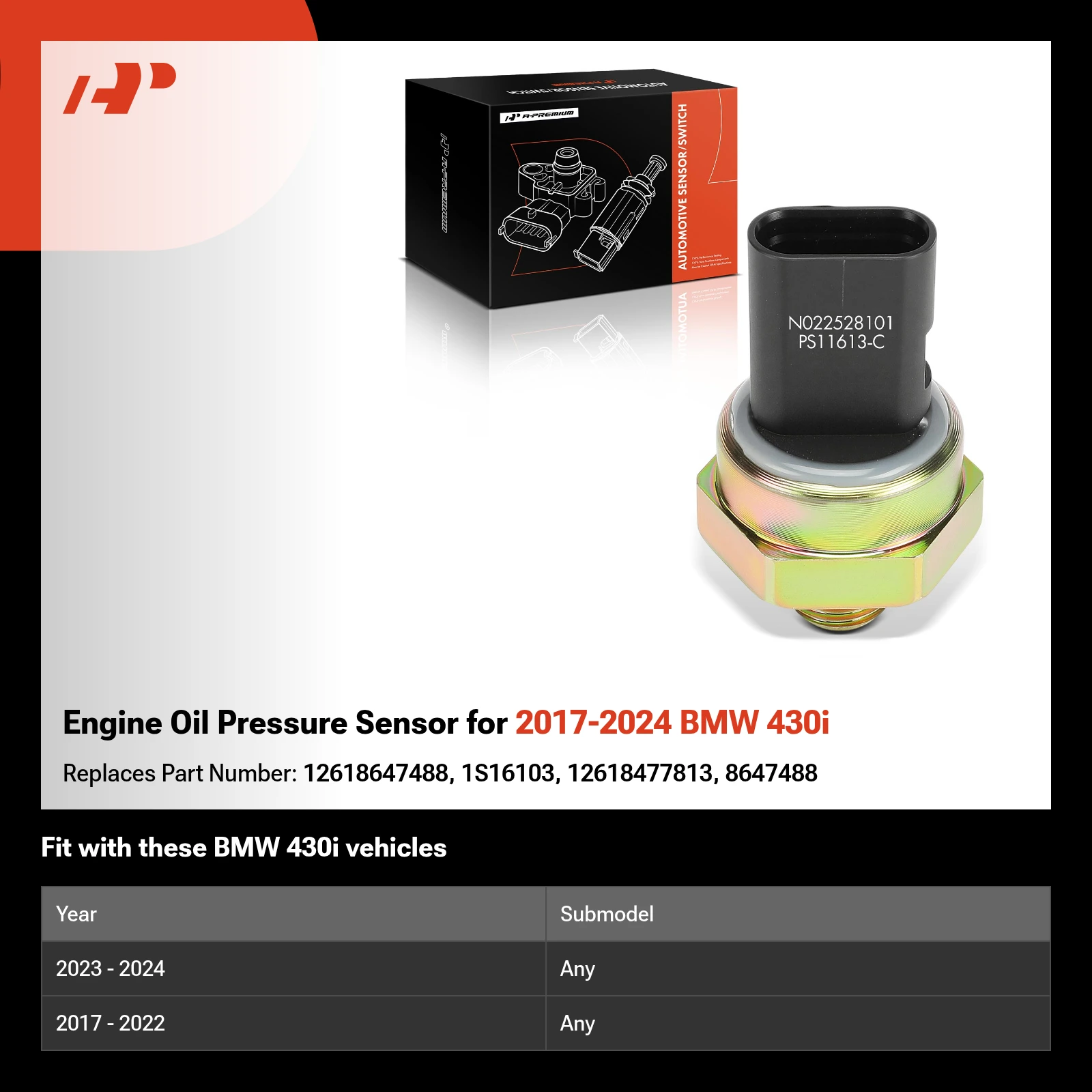 Engine Oil Pressure Sensor for 2017-2024 BMW 430i