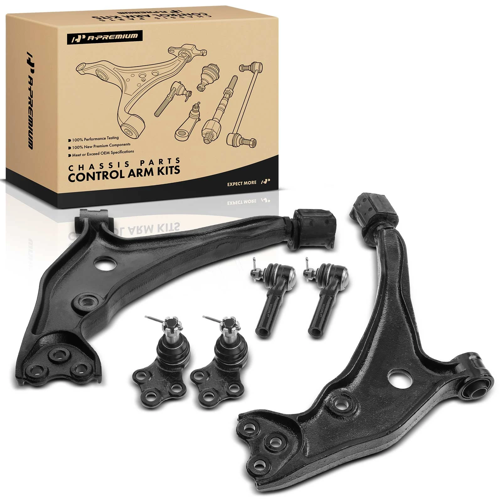 6 Pcs Front Lower Control Arm Tie Rod End