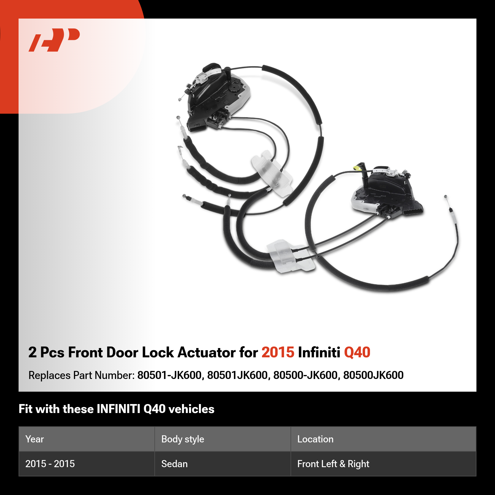 2 Pcs Front Door Lock Actuator for 2015 Infiniti Q40