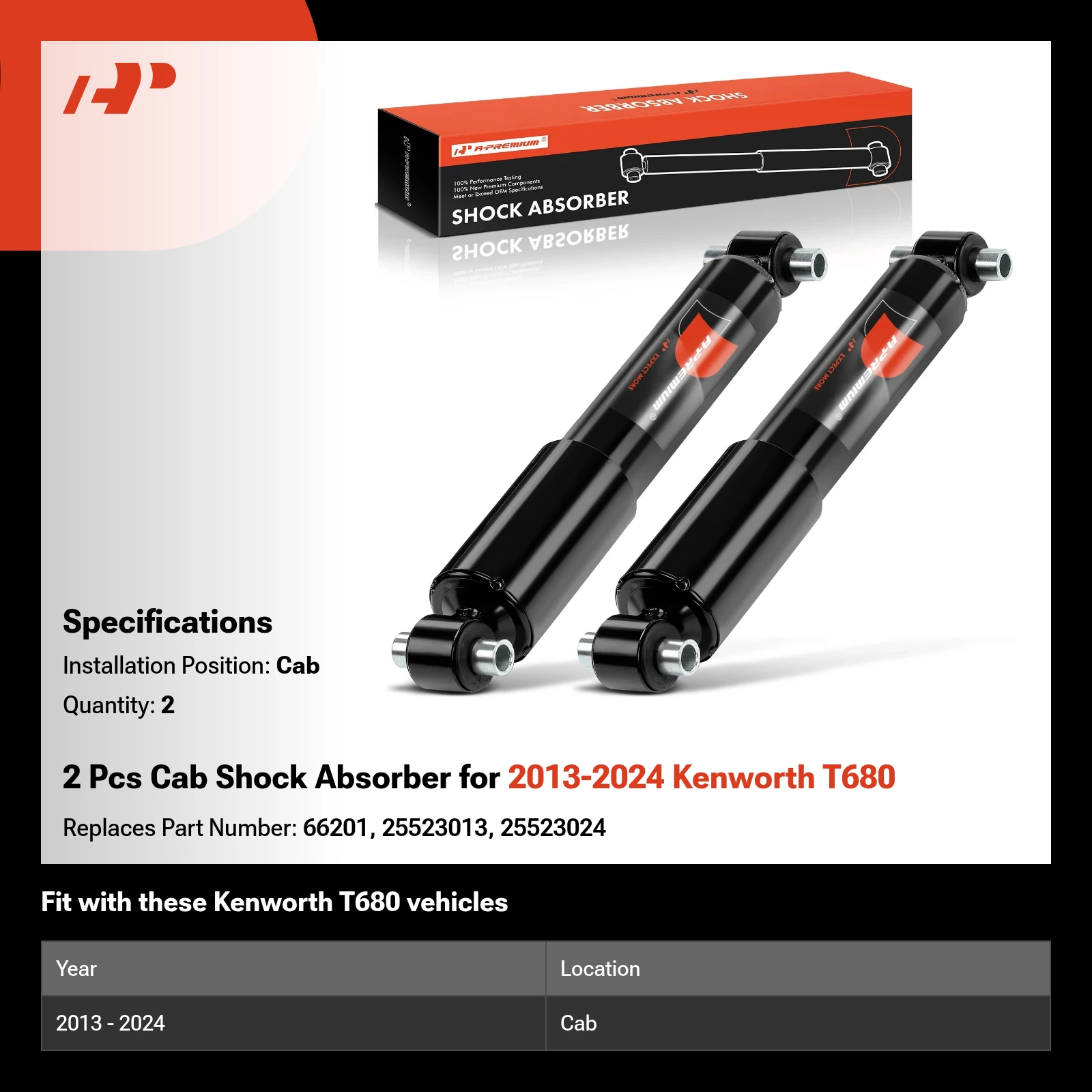 2 Pcs Cab Shock Absorber for 2013-2024 Kenworth T680