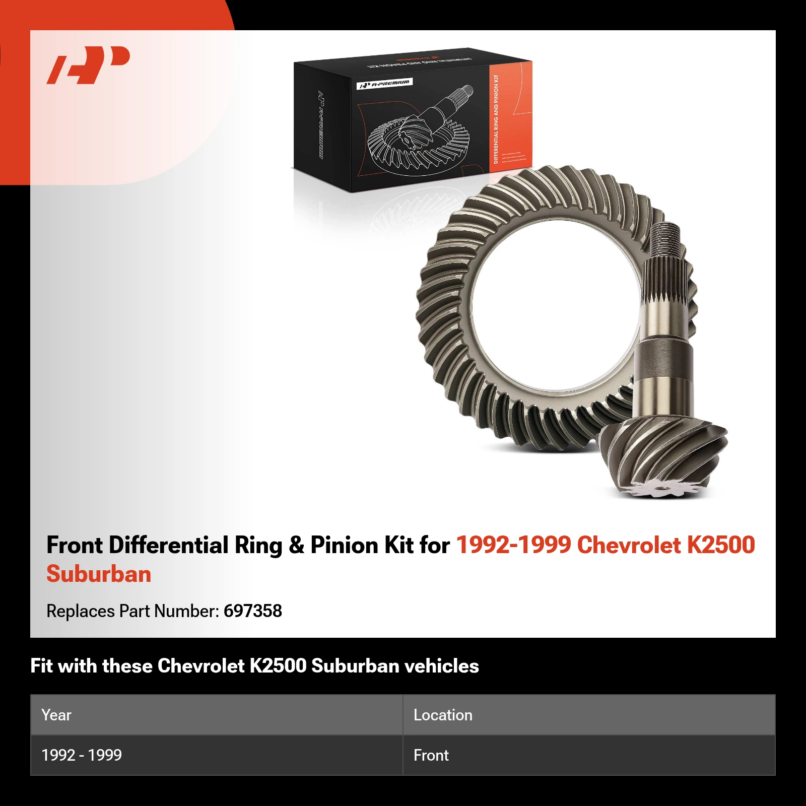 Front Differential Ring & Pinion Kit for 1992-1999 Chevrolet K2500 Suburban