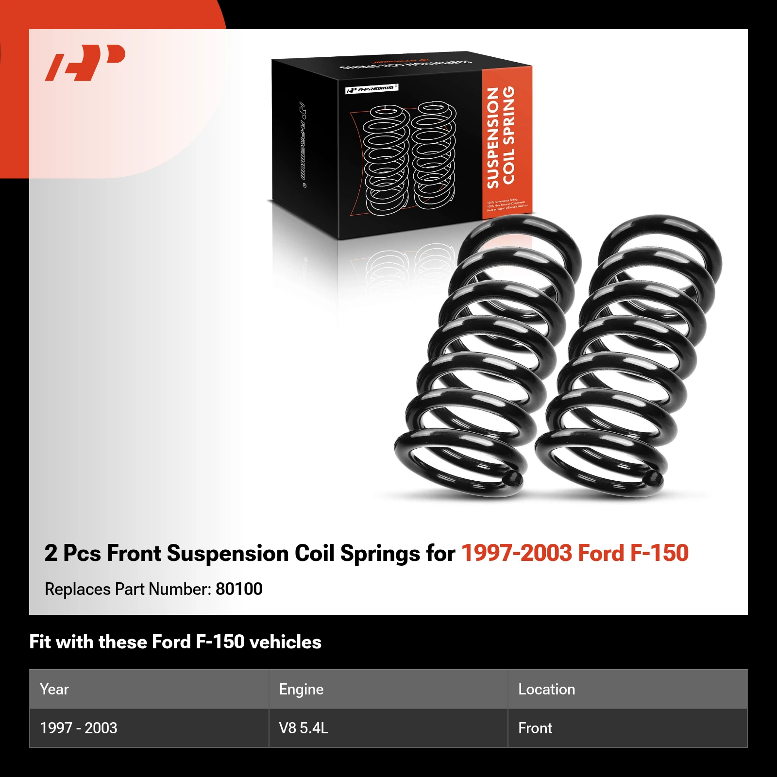 2 Pcs Front Suspension Coil Springs for 1997-2003 Ford F-150