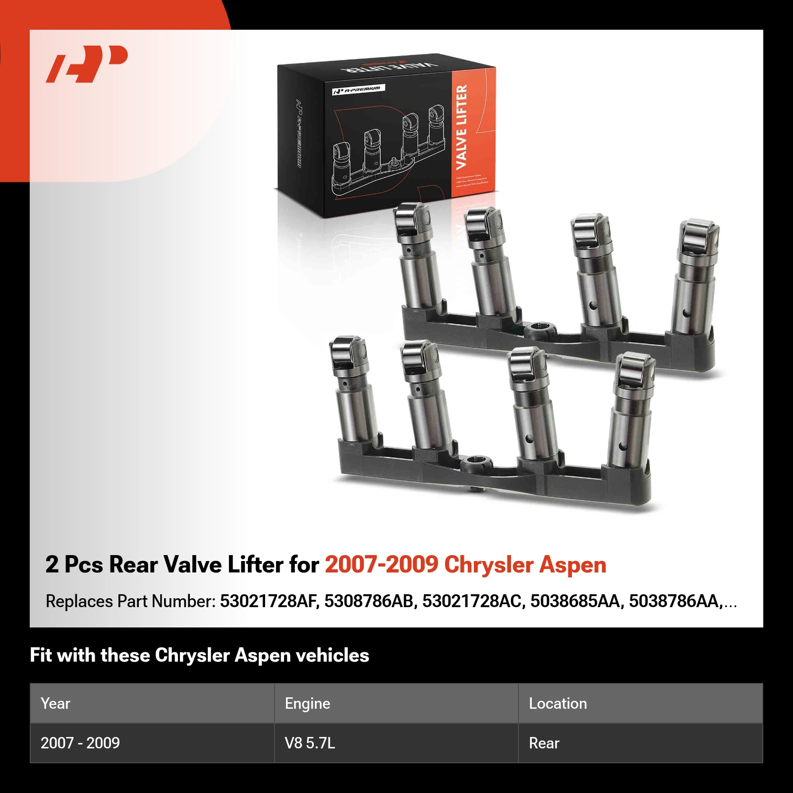 2 Pcs Rear Valve Lifter for 2007-2009 Chrysler Aspen