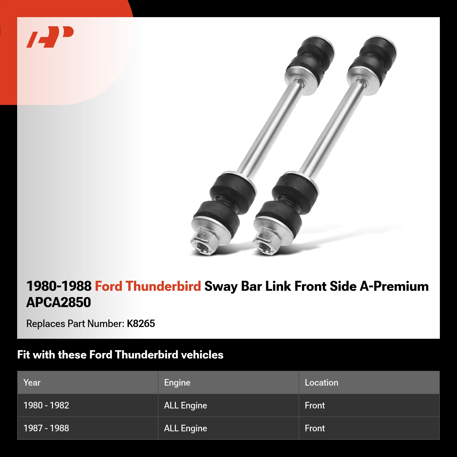 1980-1988 Ford Thunderbird Sway Bar Link Front Side A-Premium APCA2850