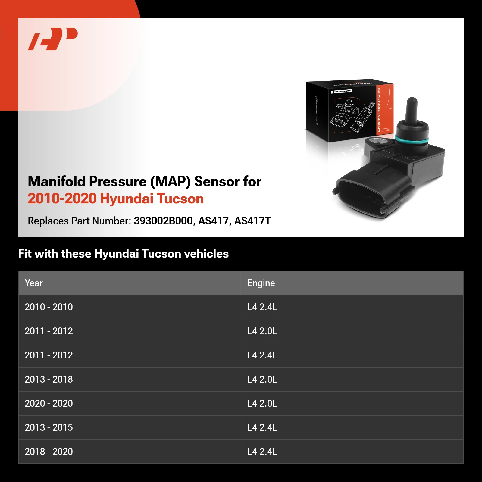 Manifold Pressure (MAP) Sensor for 2010-2020 Hyundai Tucson
