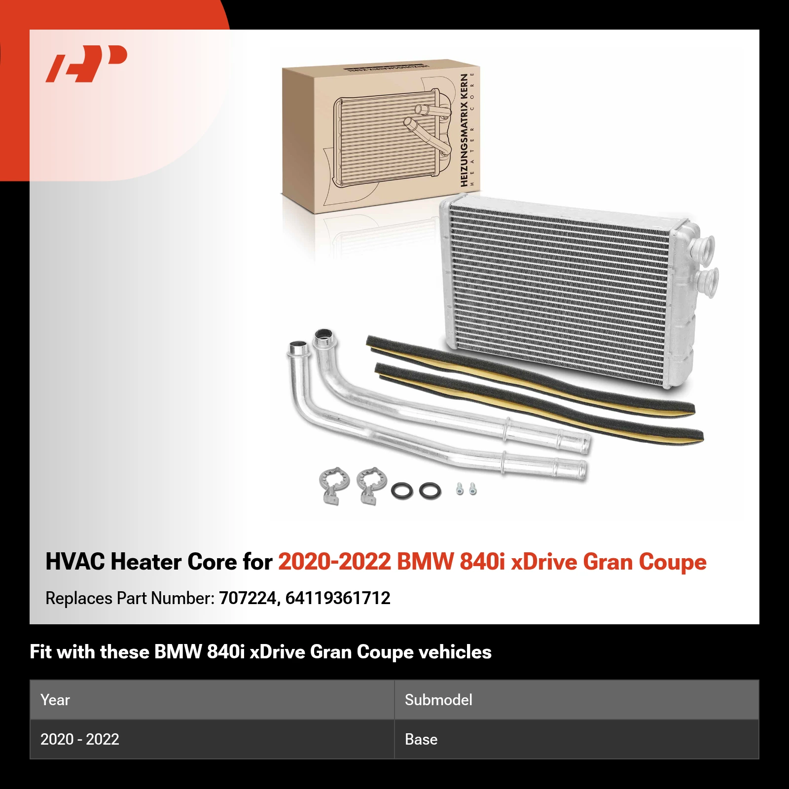 HVAC Heater Core for 2020-2022 BMW 840i xDrive Gran Coupe