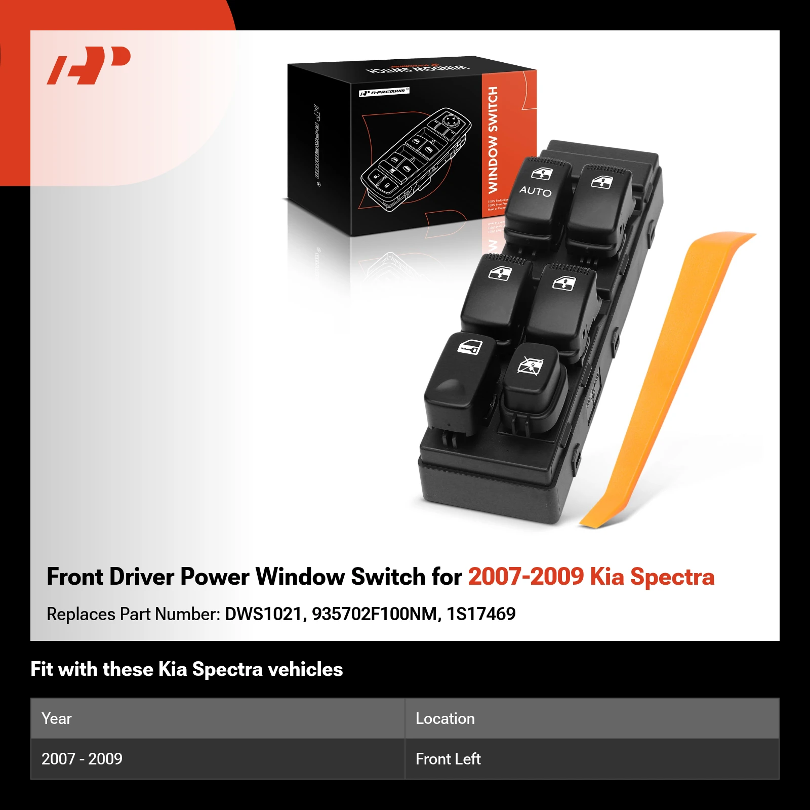 Front Driver Power Window Switch for 2007-2009 Kia Spectra