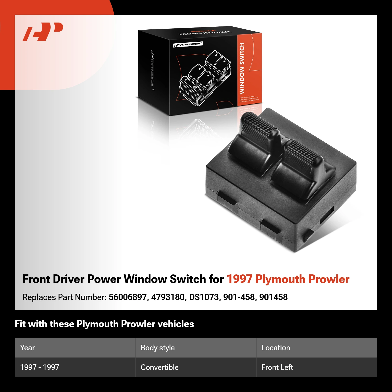 Front Driver Power Window Switch for 1997 Plymouth Prowler