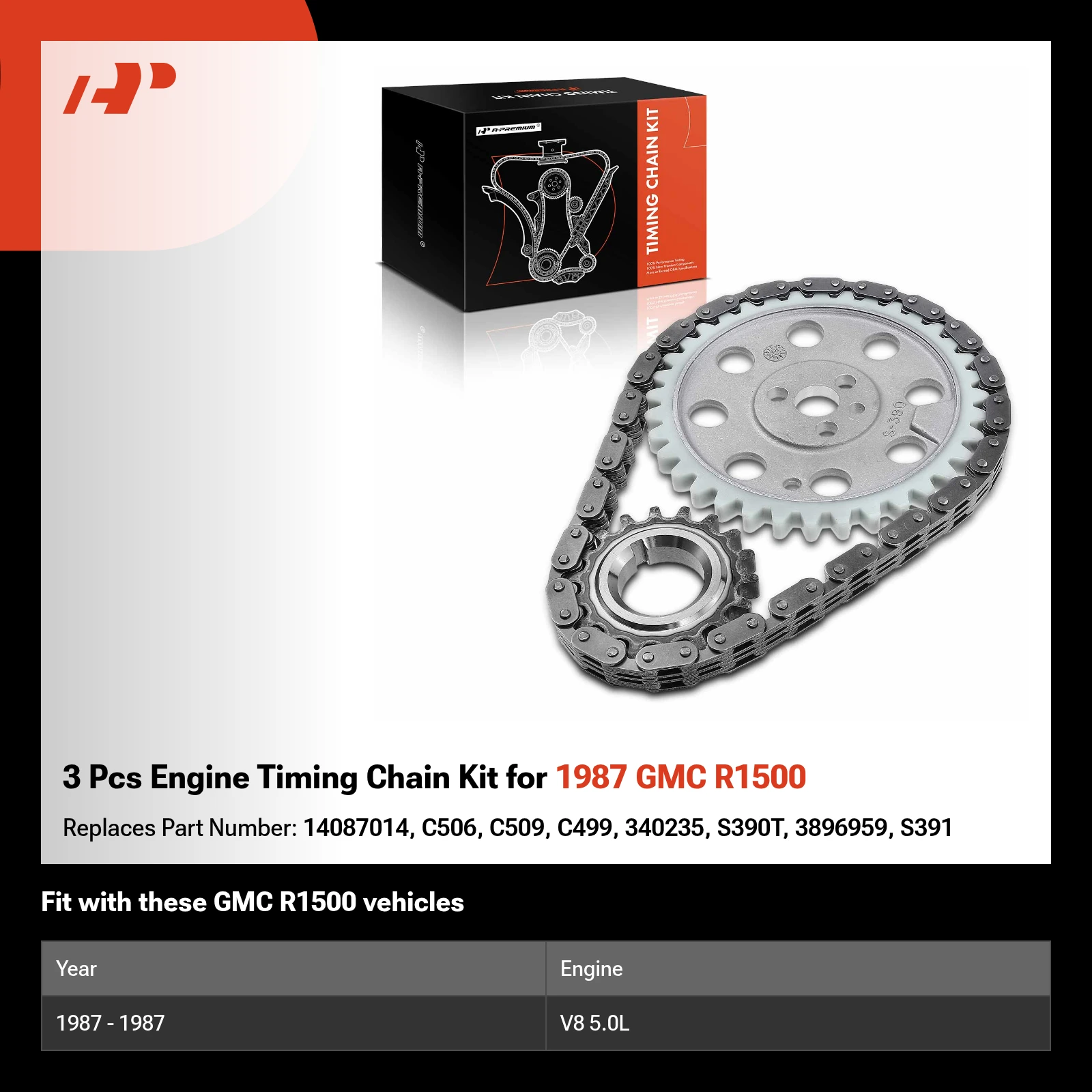 3 Pcs Engine Timing Chain Kit for 1987 GMC R1500