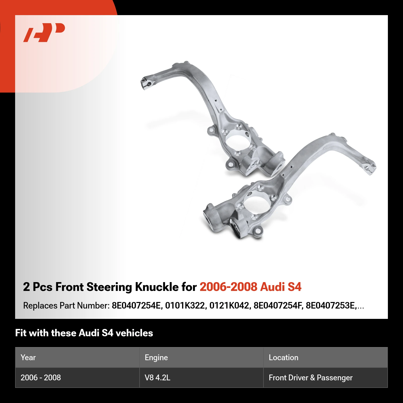 2 Pcs Front Steering Knuckle for 2006-2008 Audi S4