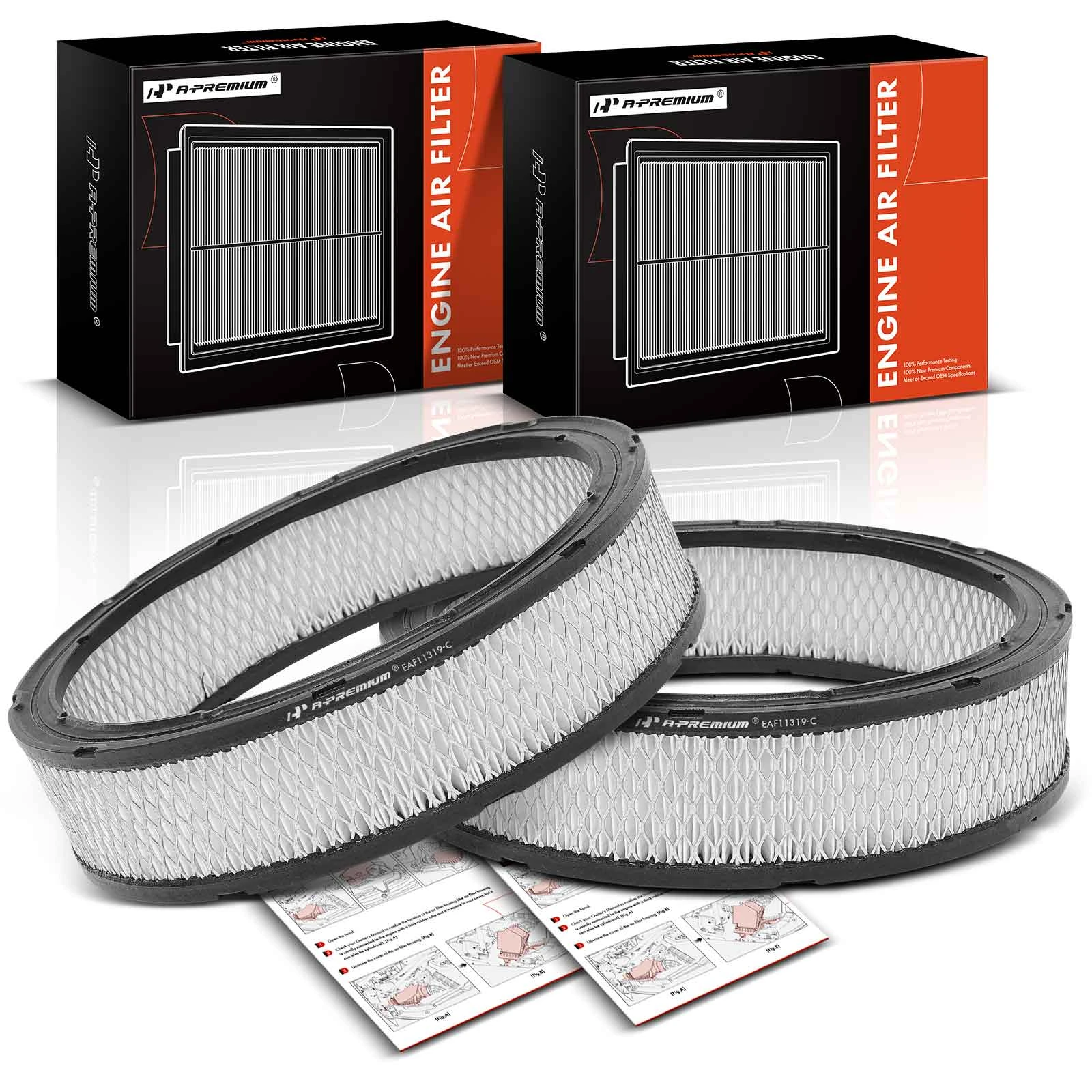 2 Pcs Engine Air Filter