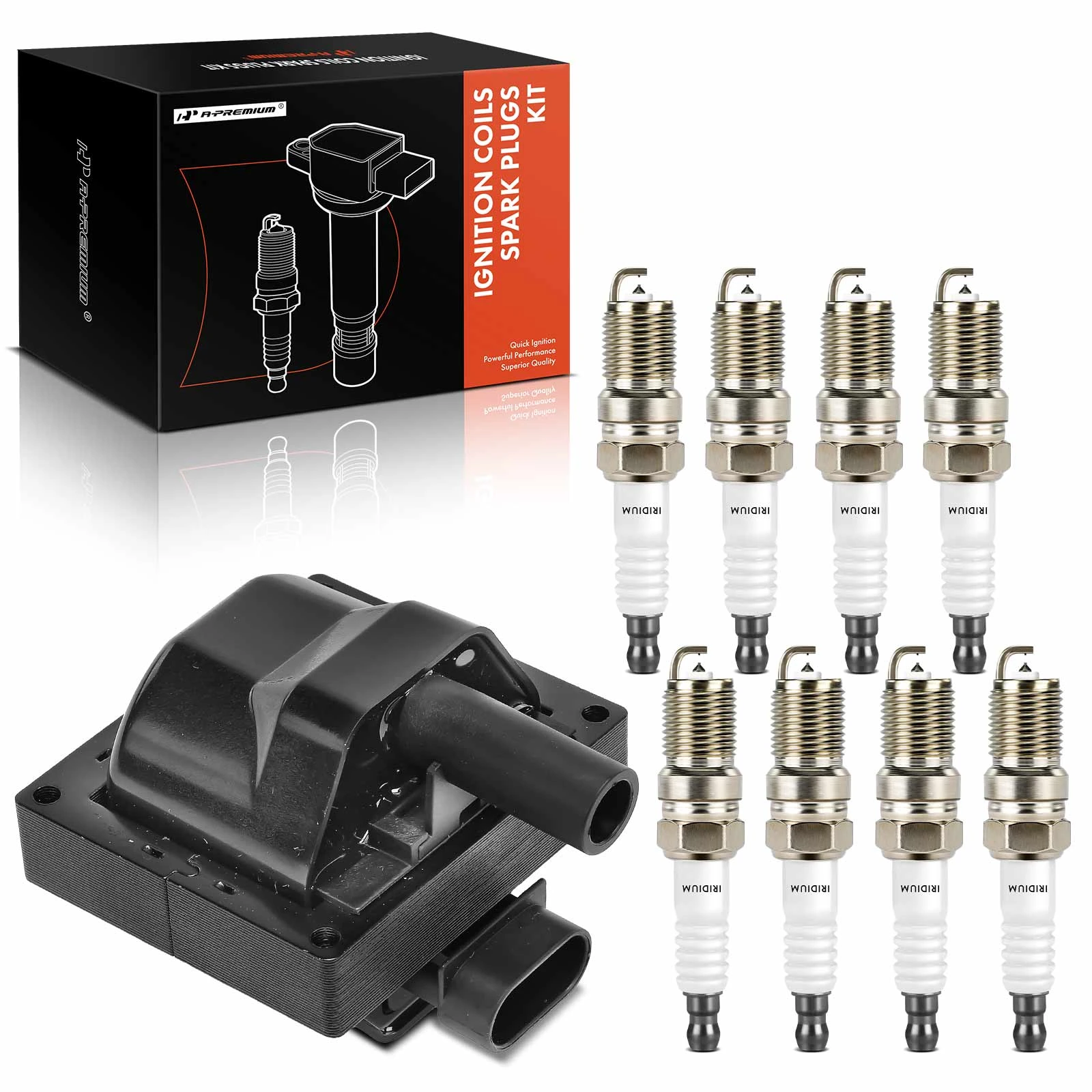 1 Pc Ignition Coil & 8 Pcs Iridium & Platinum Spark Plug Kits