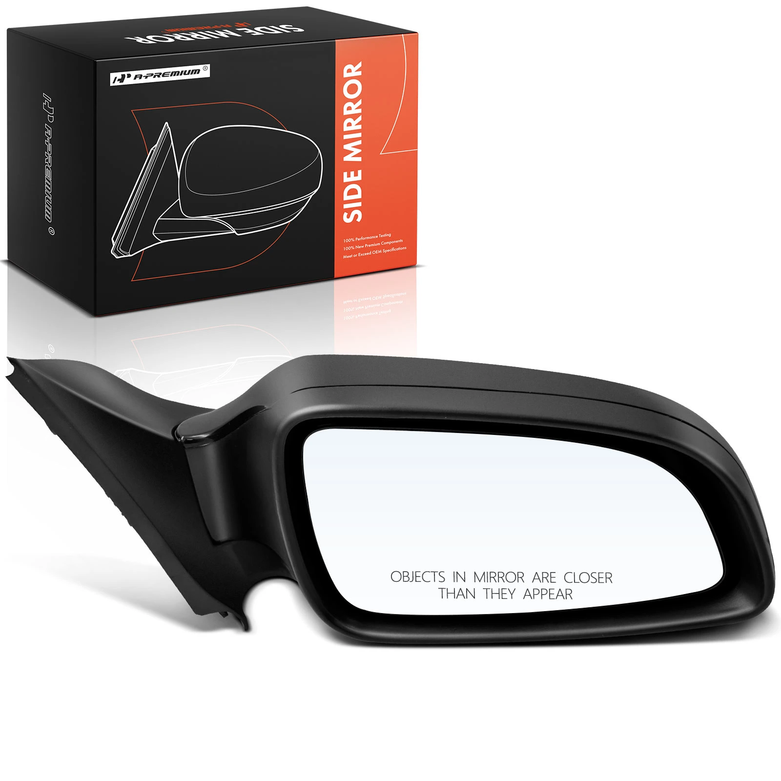 Right Passenger Side Mirror, with Heating, Power Adjustment, Manual Folding, Smooth Black A-Premium APMI1470TW