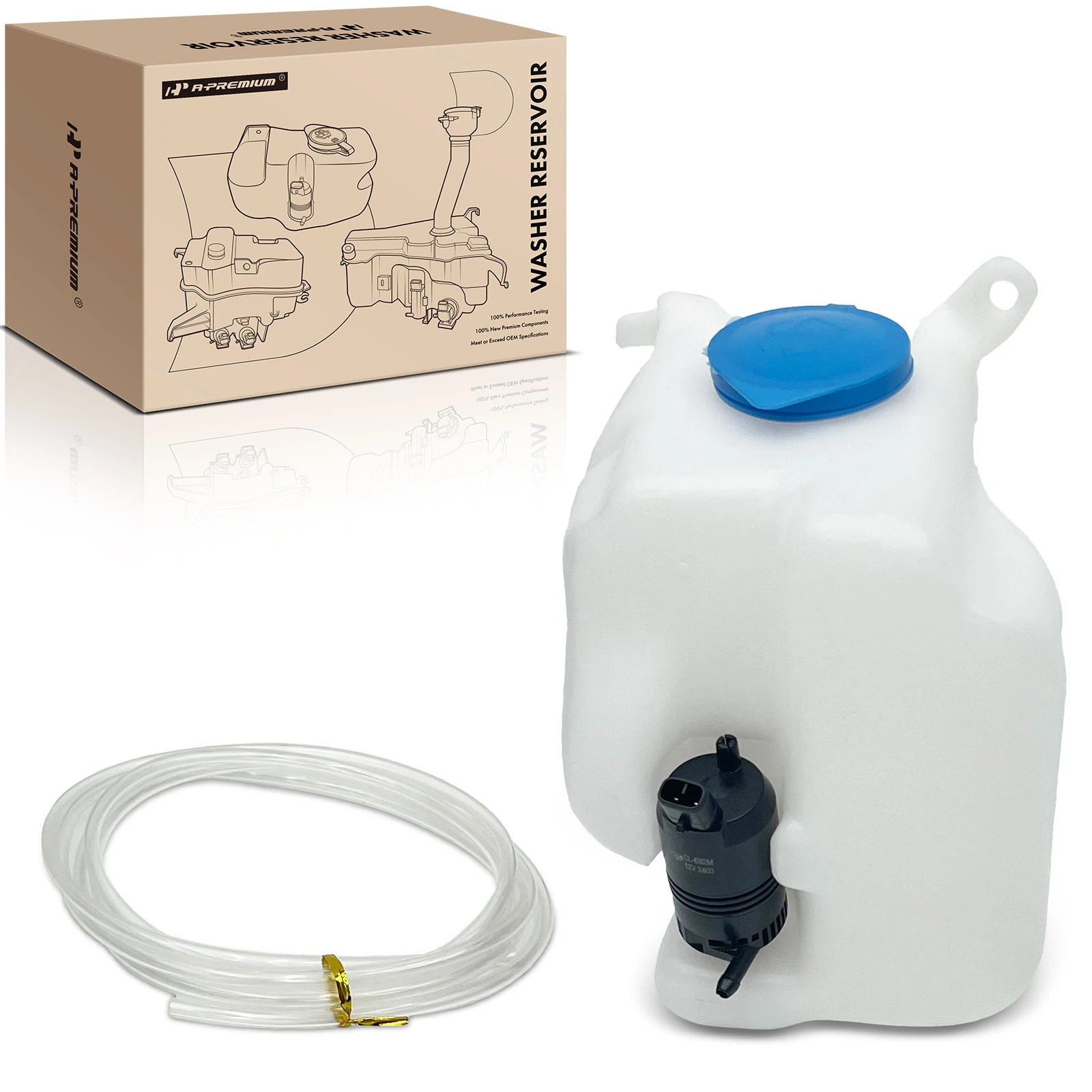 Windshield Washer Reservoir with Pump & Cap with Motor