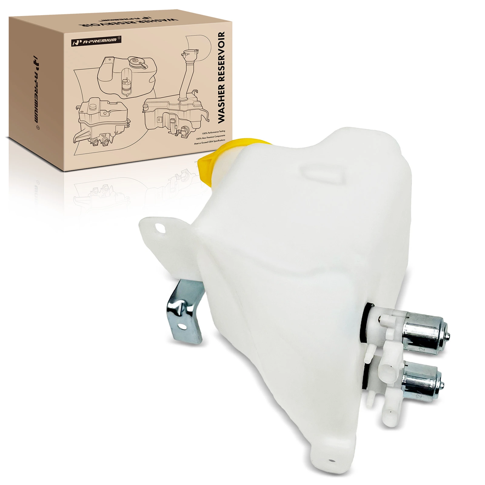 Windshield Washer Reservoir with Cap & Dual Pump