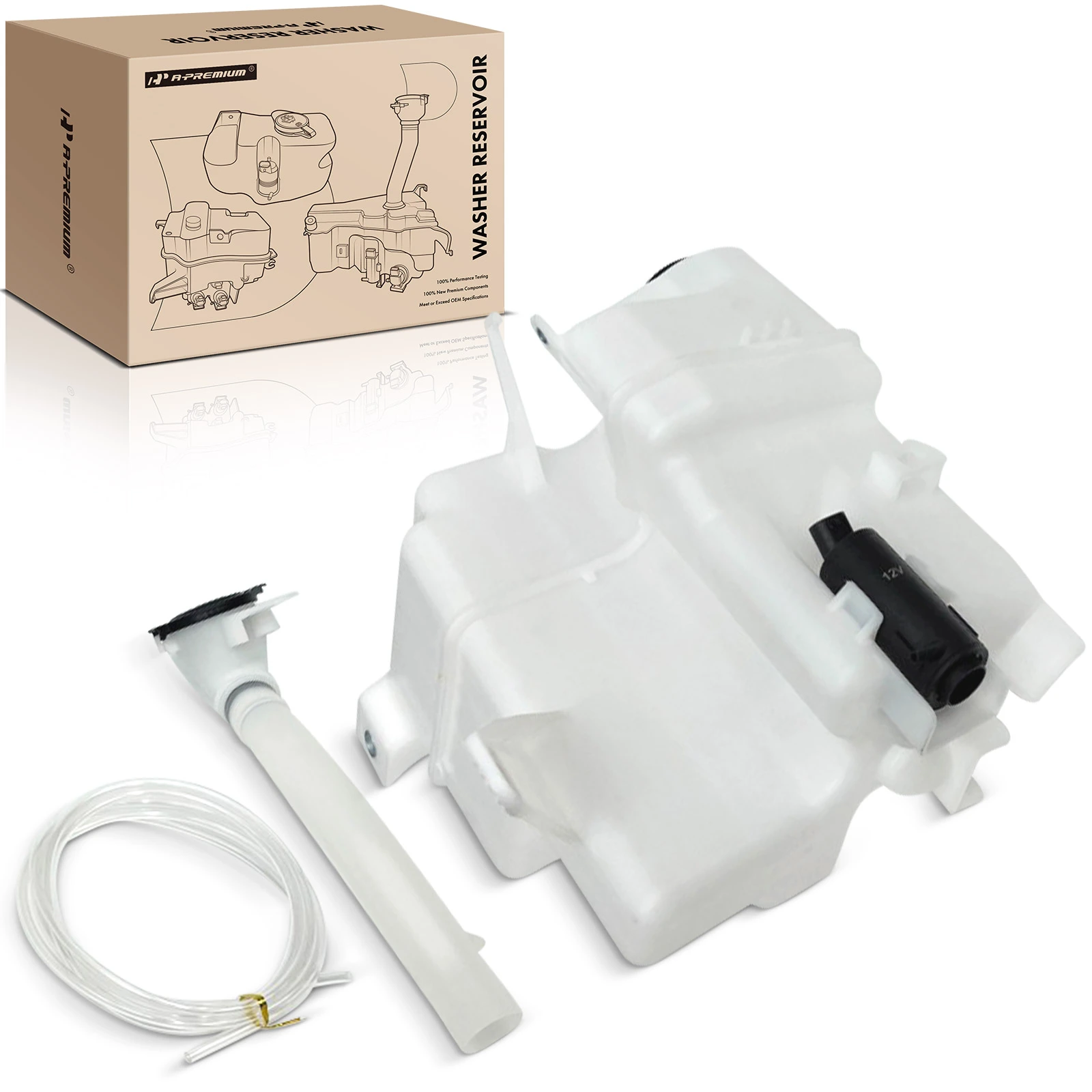 Windshield Washer Reservoir with Cap & Pump & Sensor